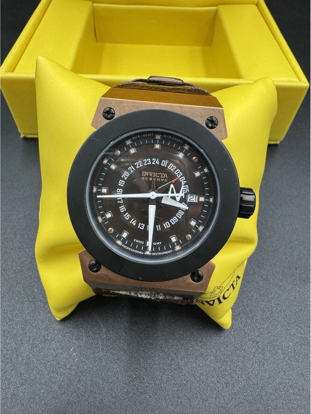 Men's Invicta Reserve Watch Brown Dial & Brown Leather Strap Model F0020 Russian